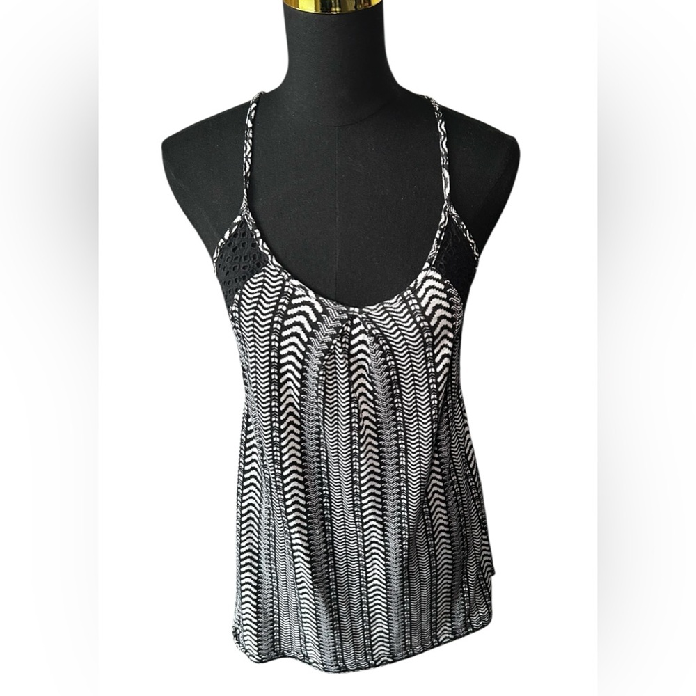 Xhilaration Black and White Tribal Patterned Mini Y2K Boho Dress Size Small